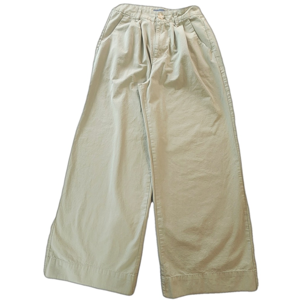 Indigo Rising Women 7/28 Wide Leg Pants Sage Green Pleated Casual Trousers